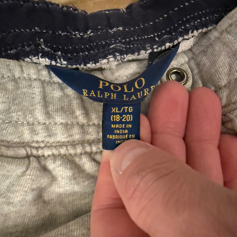 Polo Ralph Lauren Boys XL 18-20 Heather Gray Script Logo Jogger Sweatpants - Picture 2 of 6